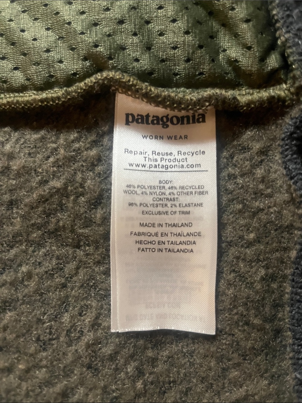 Patagonia Men's Woolyester Fleece Full Zip Jacket Olive - Picture 8 of 8